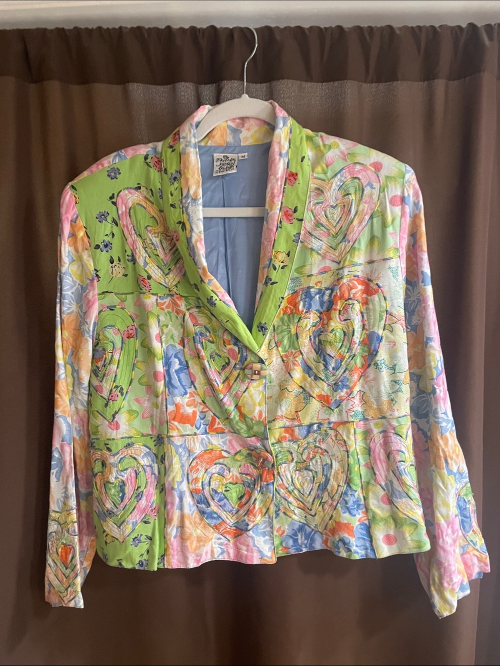Parsley & Sage Pastel Floral Heart Print Blazer Jacket - Multicolor